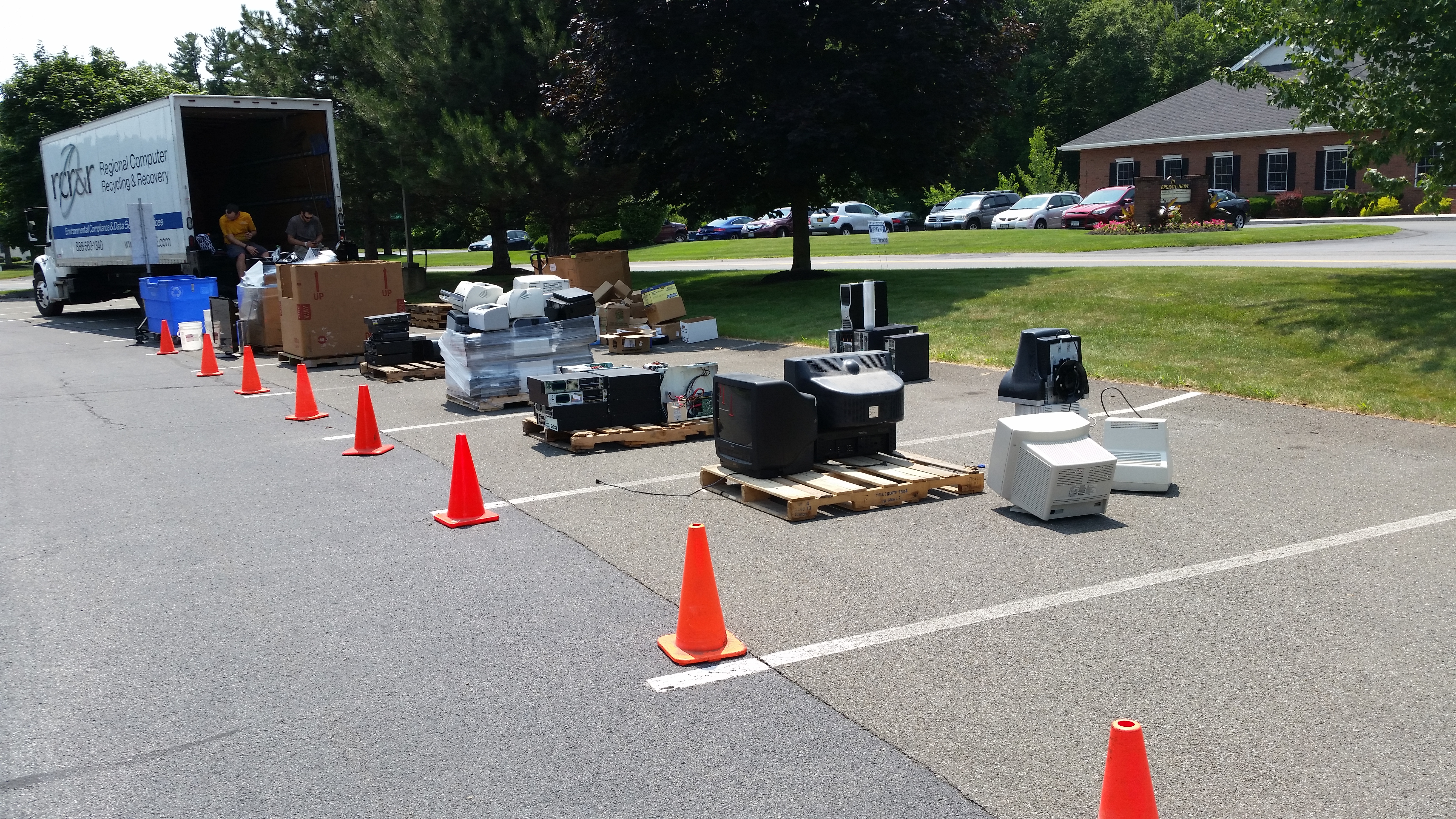 Electronics lined up at the 2016 Annual Electronics Recycling Event