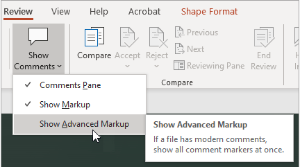 show advanced markup settings